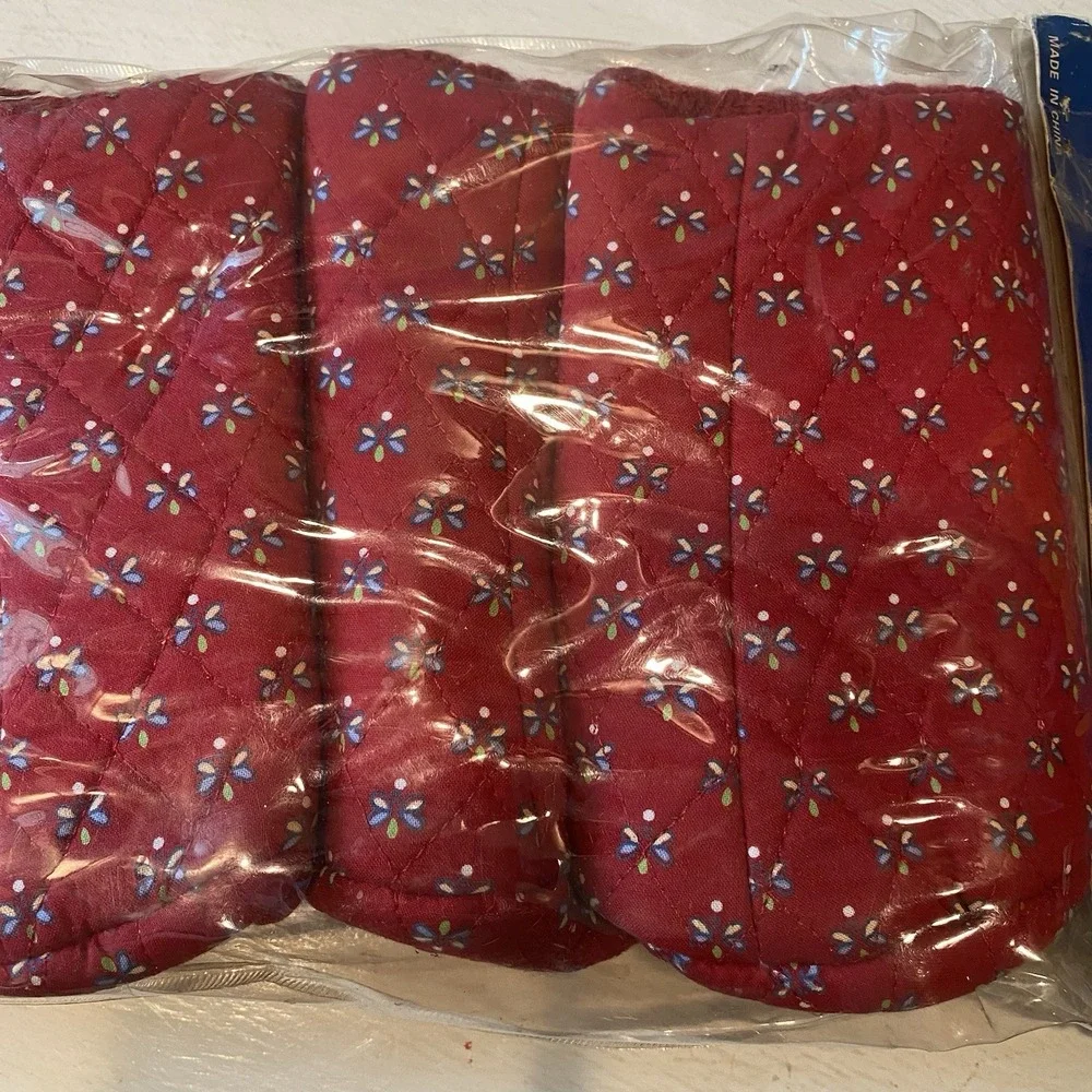 Datrek Golf‎ Club Head Covers Red Floral Vtg Set of 4 Quilted Logo 1 3 5 X New